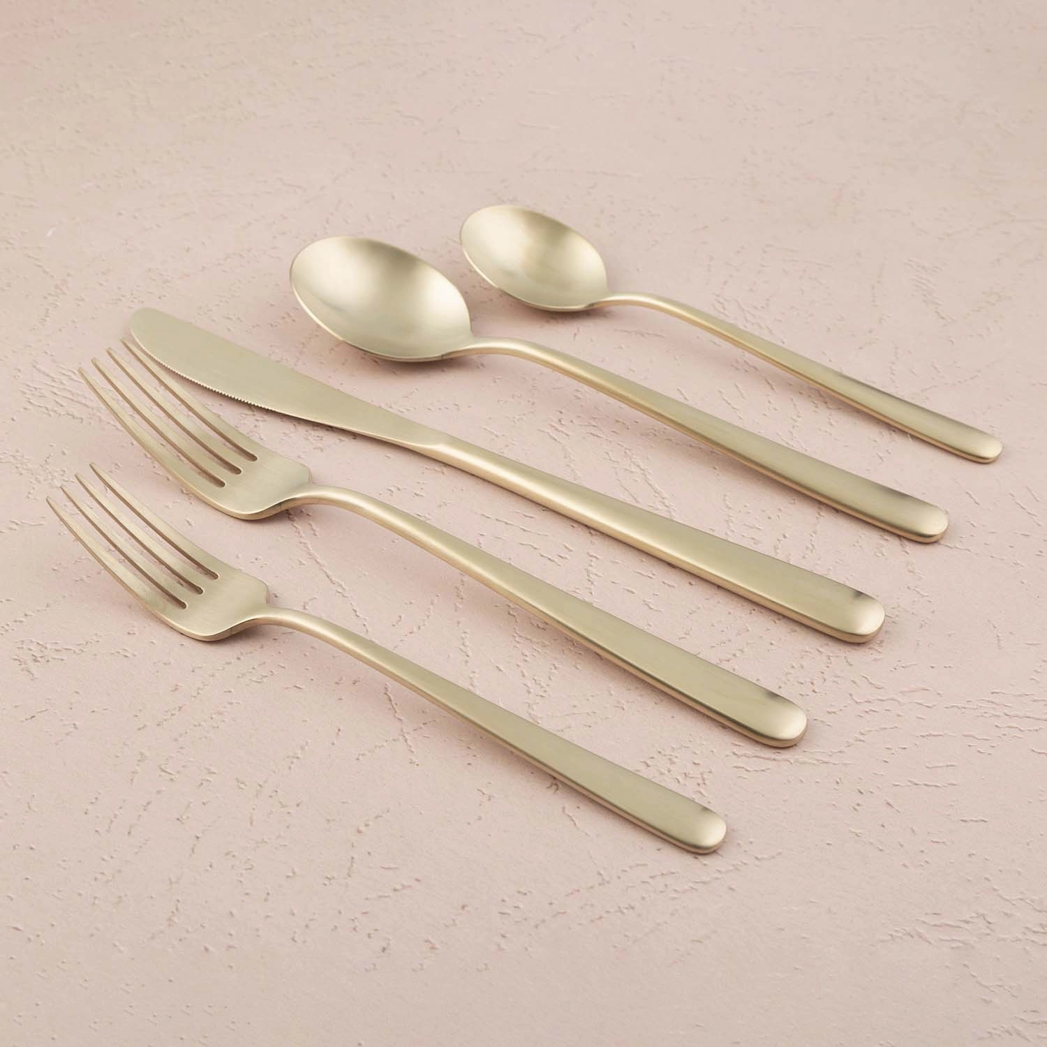Lorenn Champagne Satin 20 Piece Flatware Set