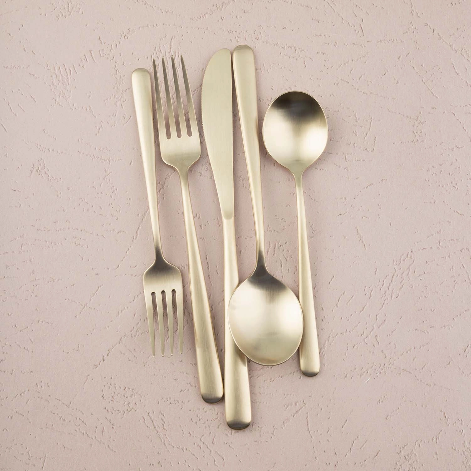 Lorenn Champagne Satin 20 Piece Flatware Set