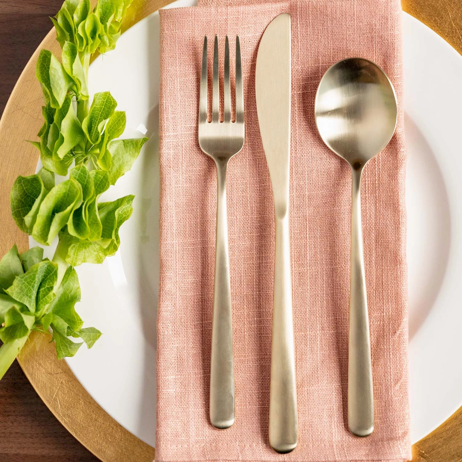 Lorenn Champagne Satin 20 Piece Flatware Set
