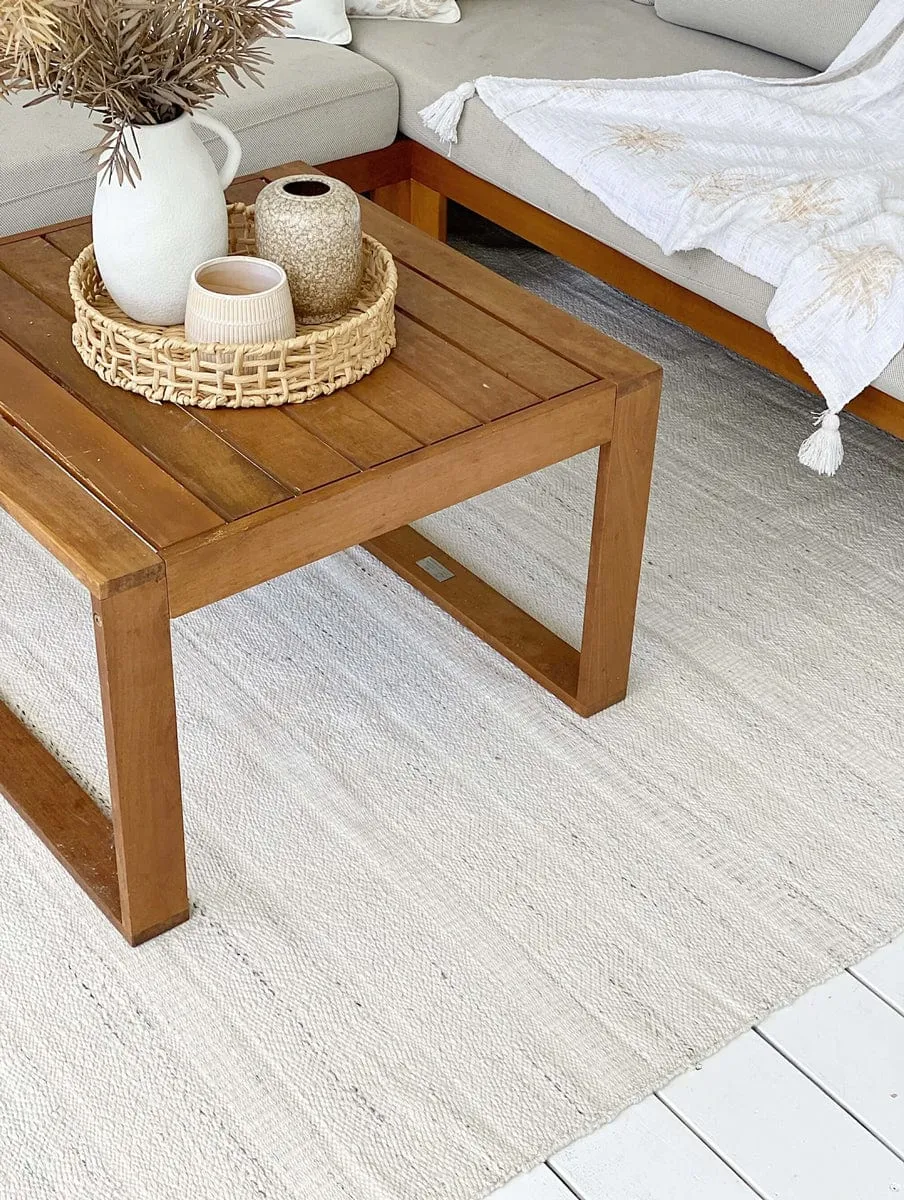 Loretta Cream and Grey Indoor Outdoor PET Rug