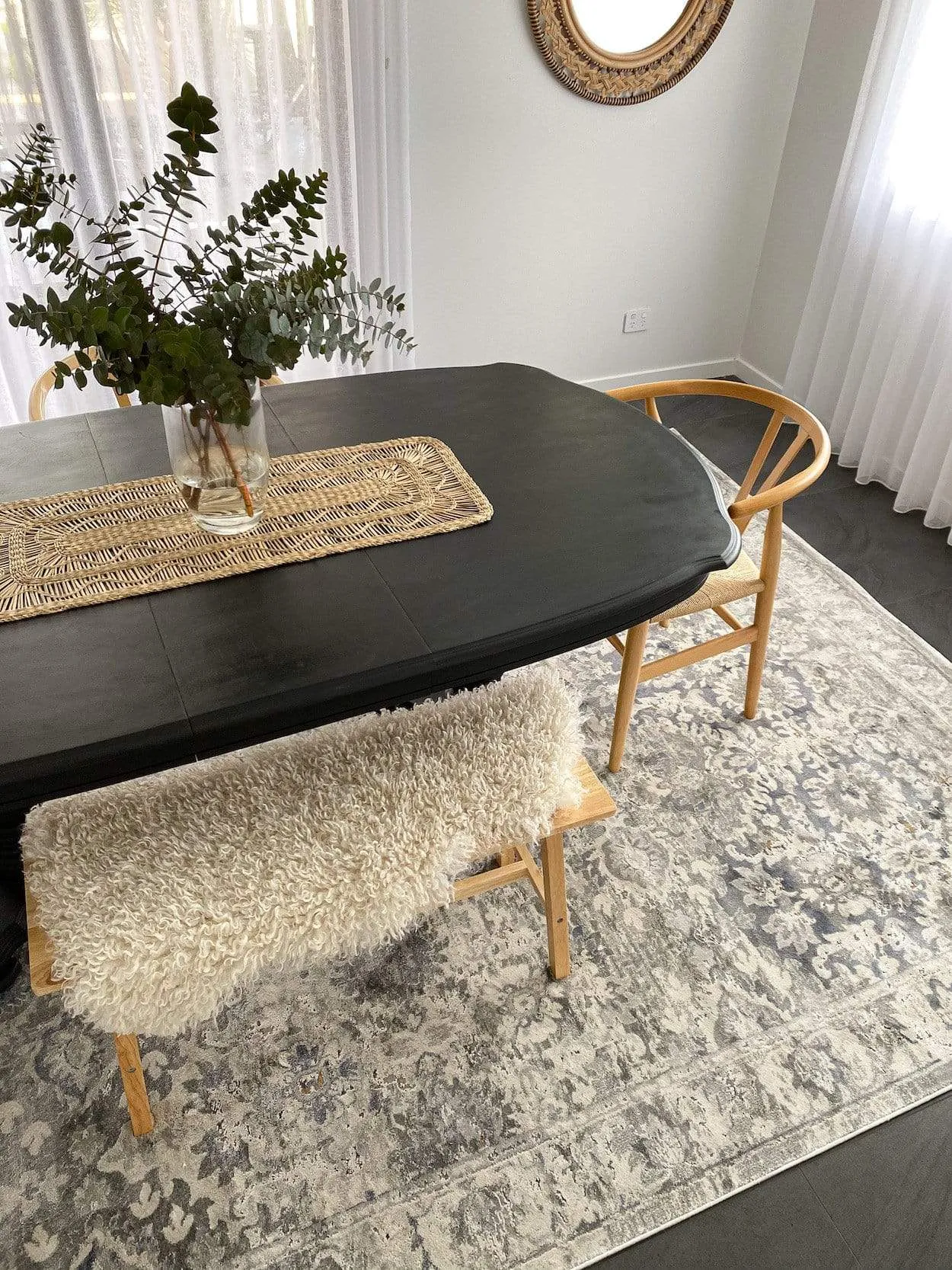 Lorna Grey Blue and Ivory Transitional Distressed Motif Rug *NO RETURNS UNLESS FAULTY