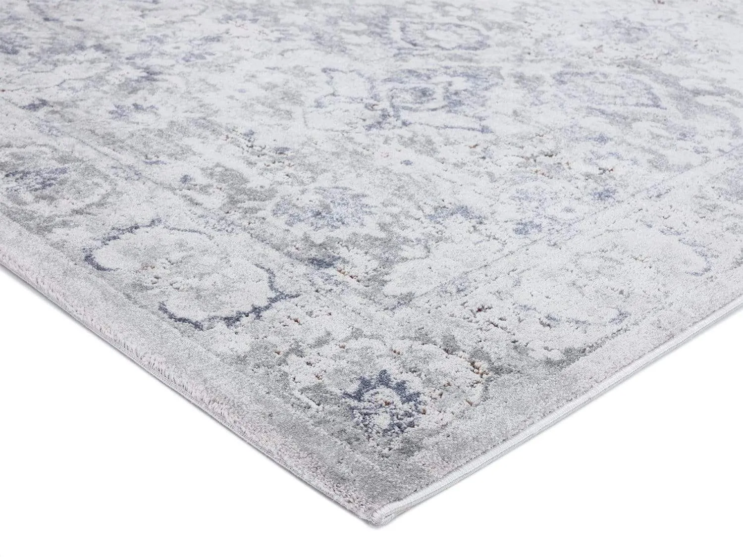 Lorna Grey Blue and Ivory Transitional Distressed Motif Rug *NO RETURNS UNLESS FAULTY