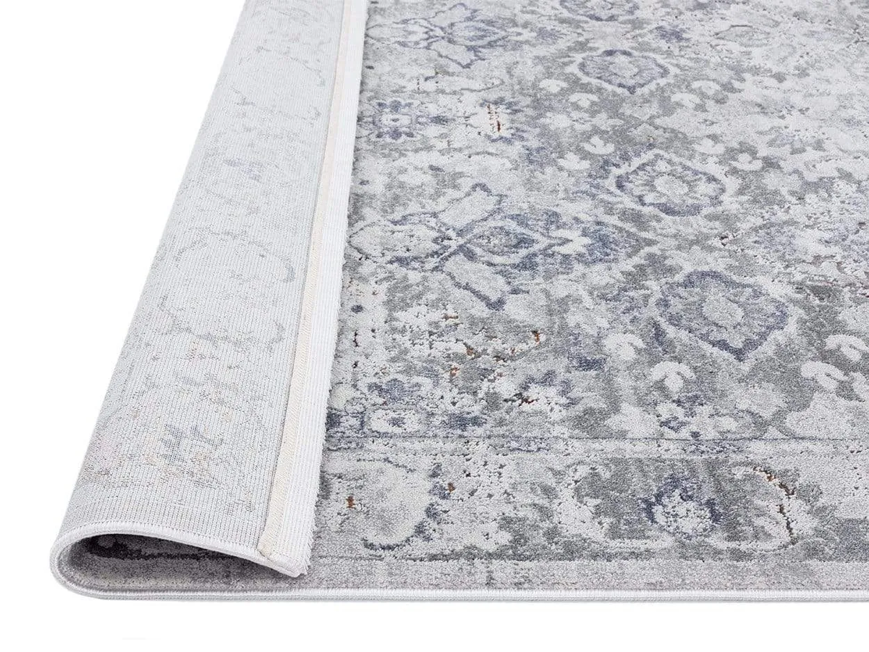 Lorna Grey Blue and Ivory Transitional Distressed Motif Rug *NO RETURNS UNLESS FAULTY