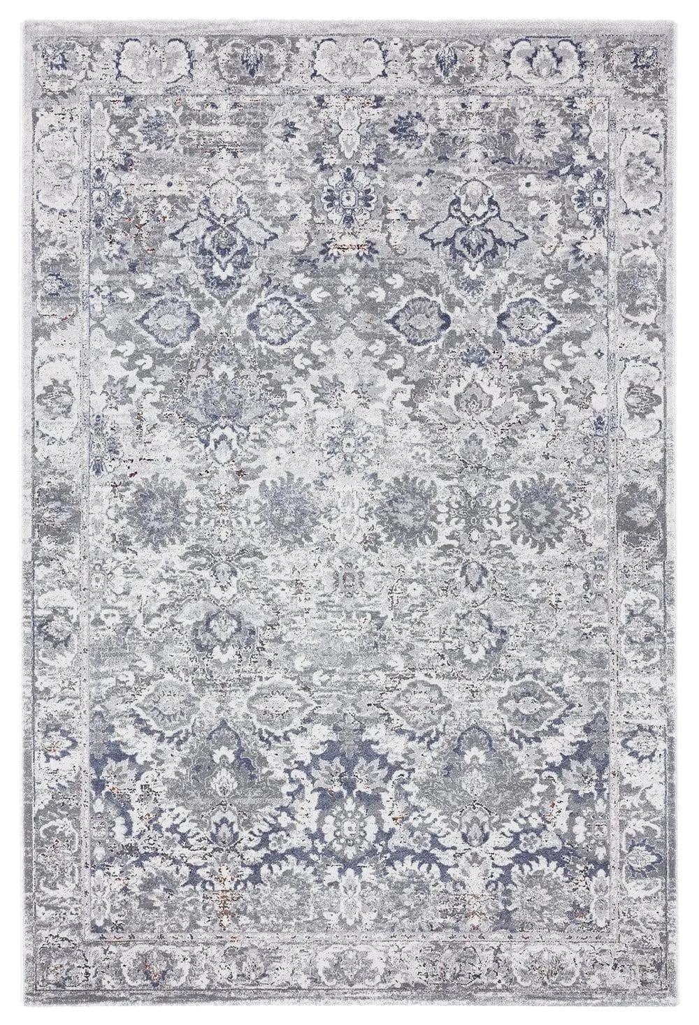 Lorna Grey Blue and Ivory Transitional Distressed Motif Rug *NO RETURNS UNLESS FAULTYmodern color block patchwork rug
