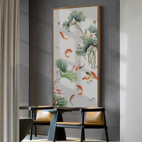 Lotus and Koi Oriental Wall Art With Framenordic style wall decor