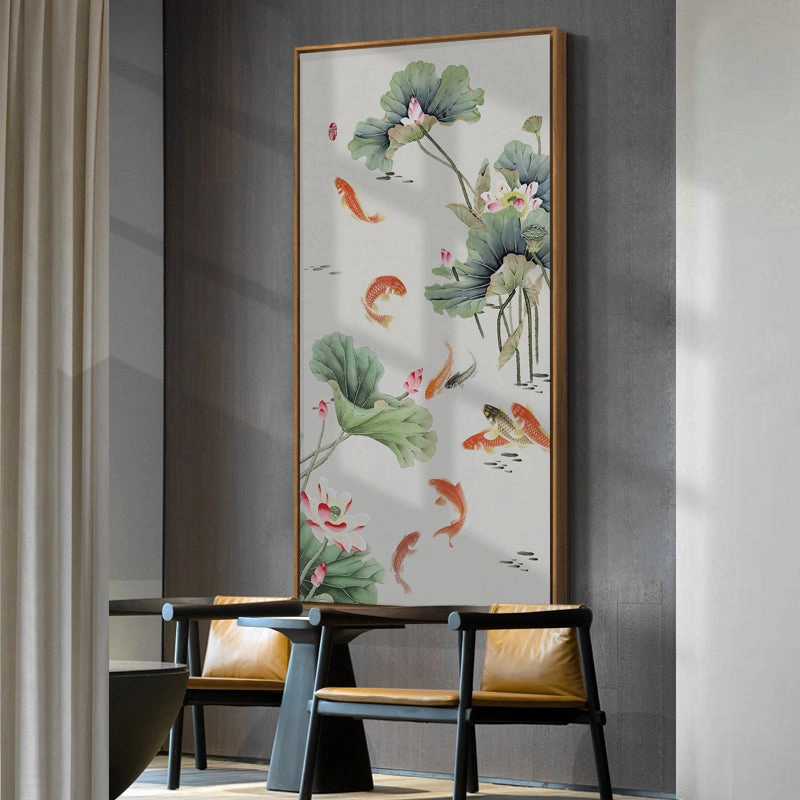Lotus and Koi Oriental Wall Art With Framenordic style wall decor