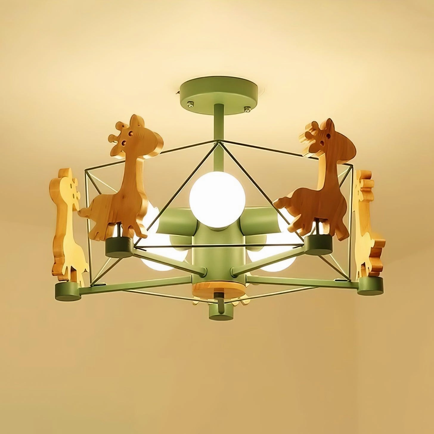 Lovely Deer Wooden Chandelier