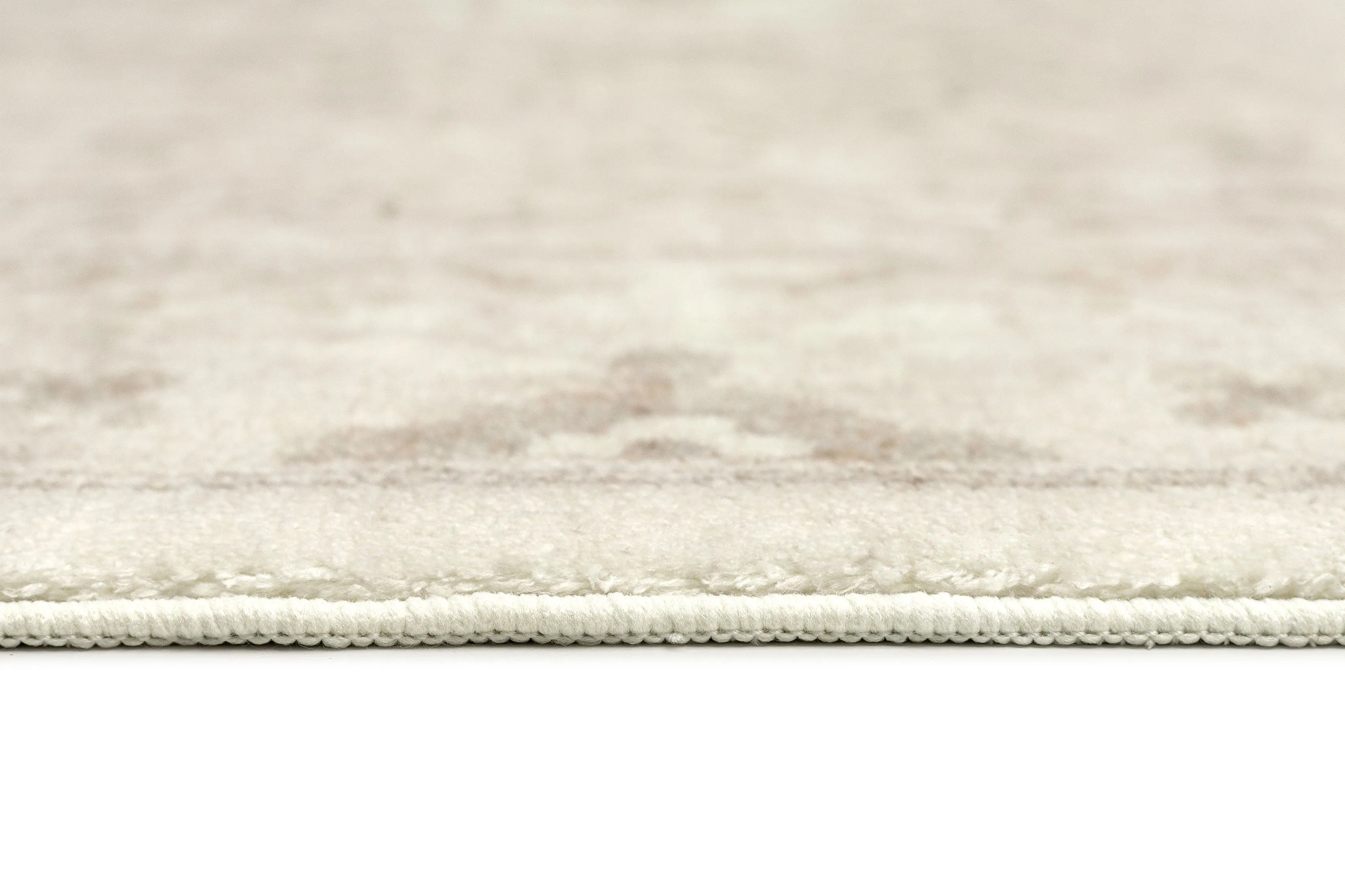 Lucille Cream and Beige Distressed Washable Rug