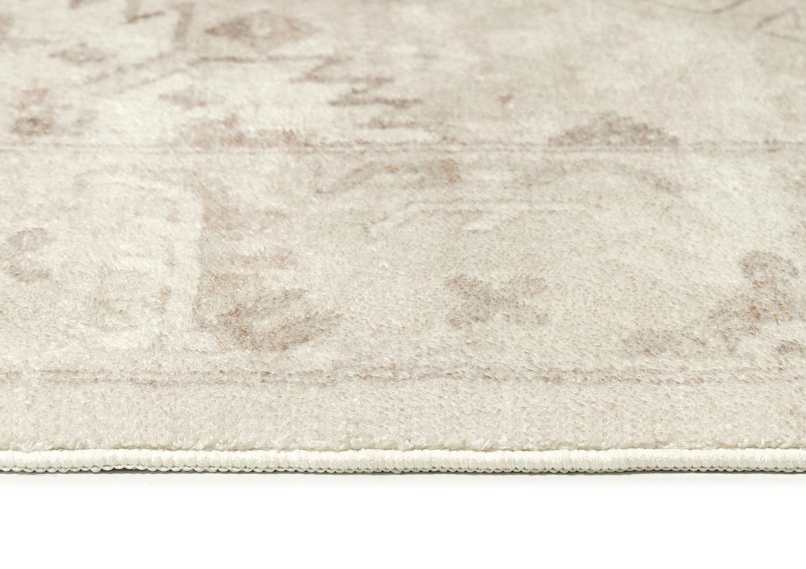 Lucille Cream and Beige Distressed Washable Rug