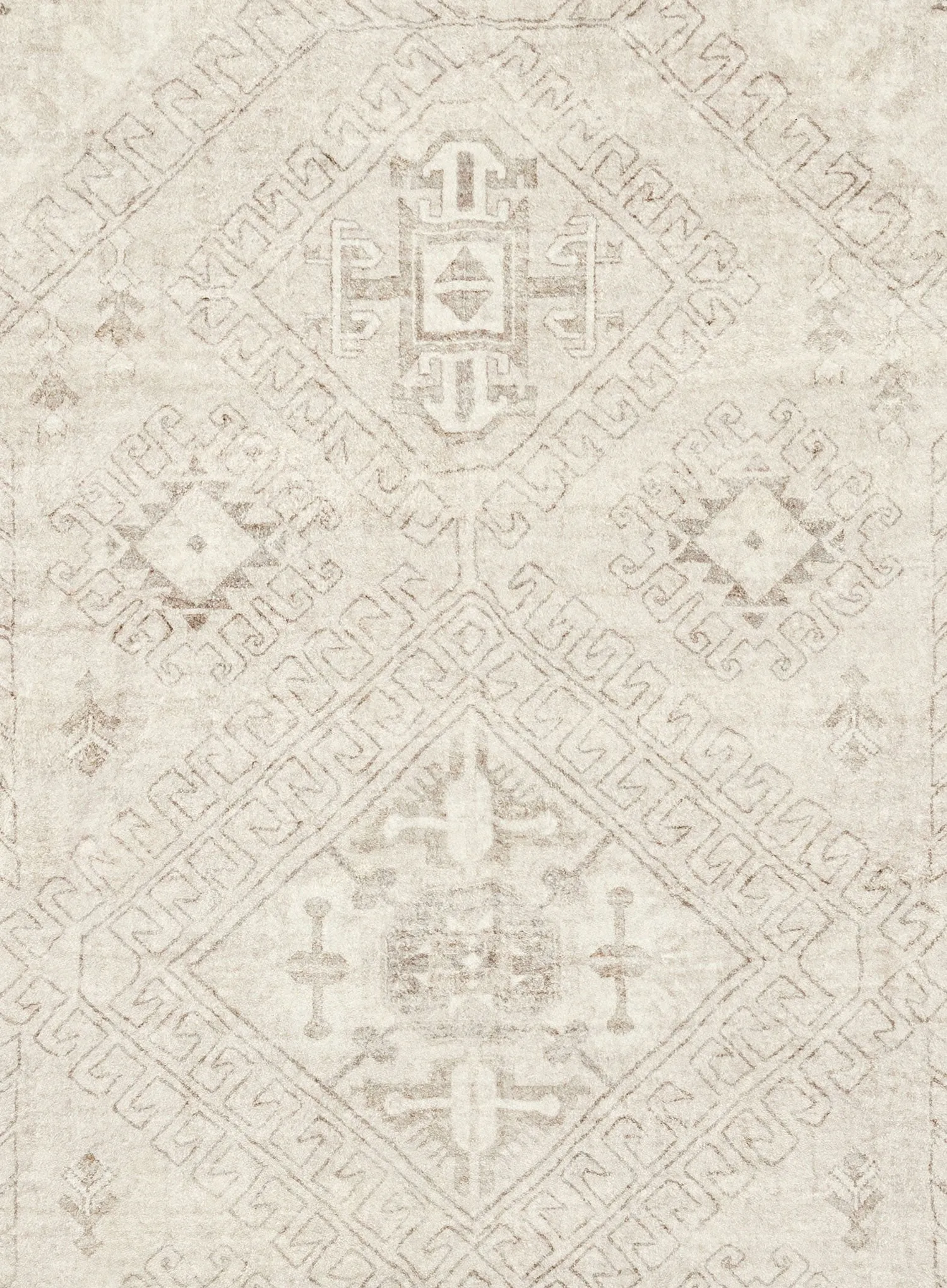 Lucille Cream and Beige Distressed Washable Rug