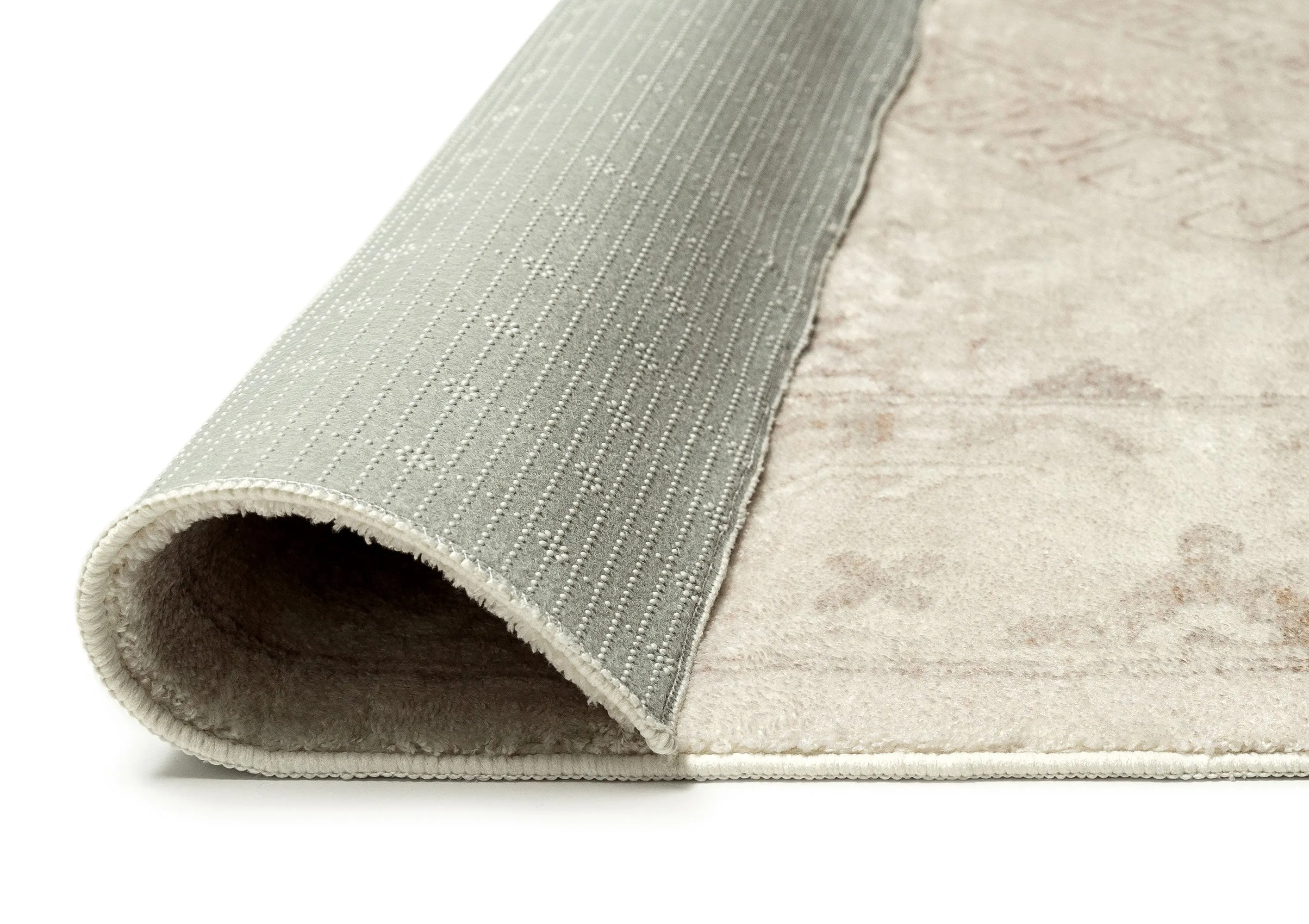 Lucille Cream and Beige Distressed Washable Rug