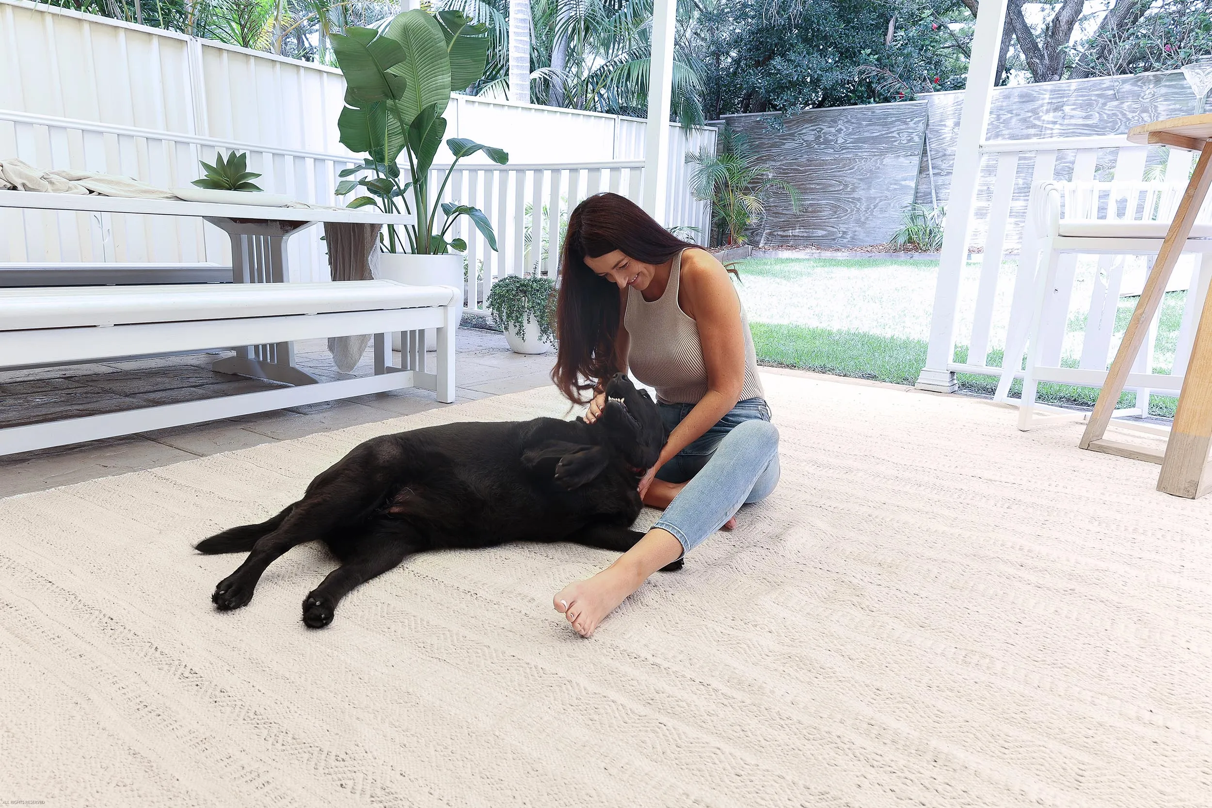 Lucinda Cream and Beige Indoor Outdoor PET Rug *NO RETURNS UNLESS FAULTY