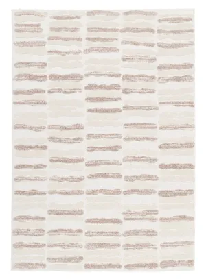 Luiza Ivory and Beige Abstract Striped Rugmodern color block patchwork rug