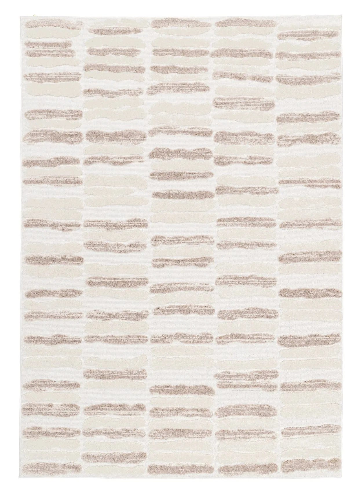 Luiza Ivory and Beige Abstract Striped Rugmodern color block patchwork rug
