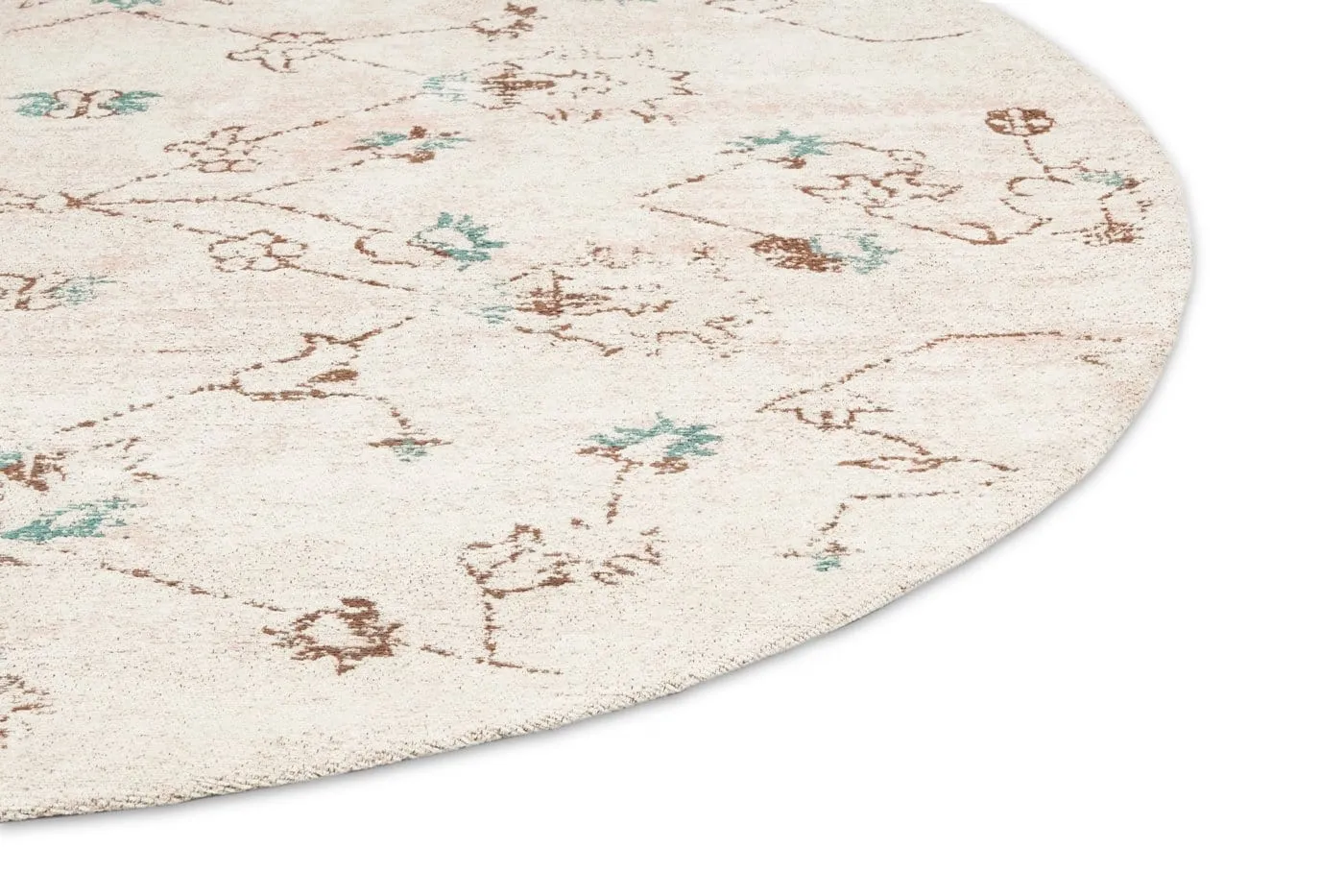 Luna Blue and Pink Floral Round Rug *NO RETURNS UNLESS FAULTY