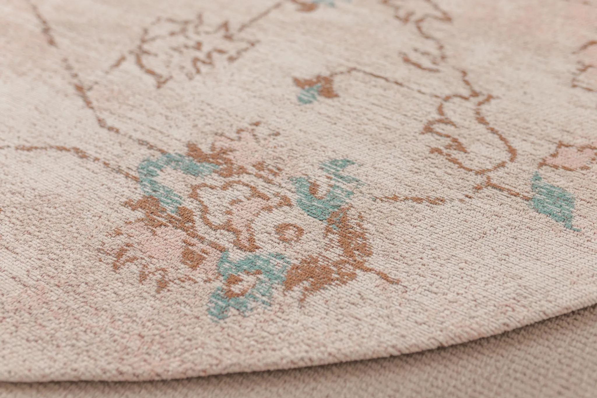 Luna Blue and Pink Floral Round Rug *NO RETURNS UNLESS FAULTY