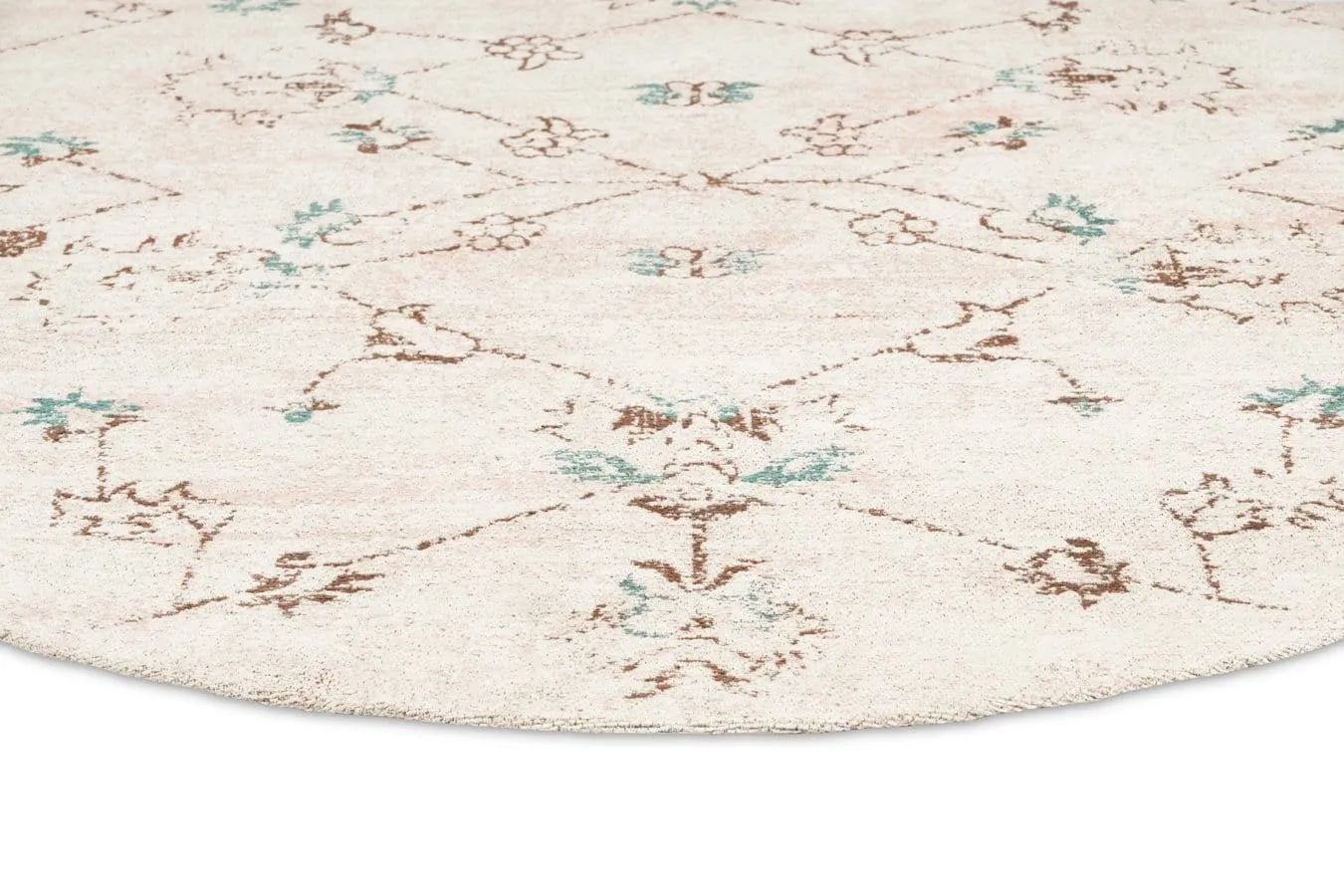 Luna Blue and Pink Floral Round Rug *NO RETURNS UNLESS FAULTY