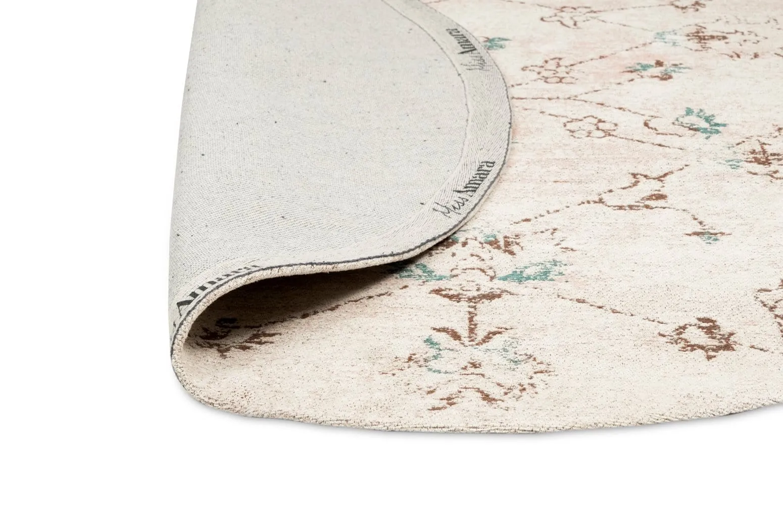 Luna Blue and Pink Floral Round Rug *NO RETURNS UNLESS FAULTY