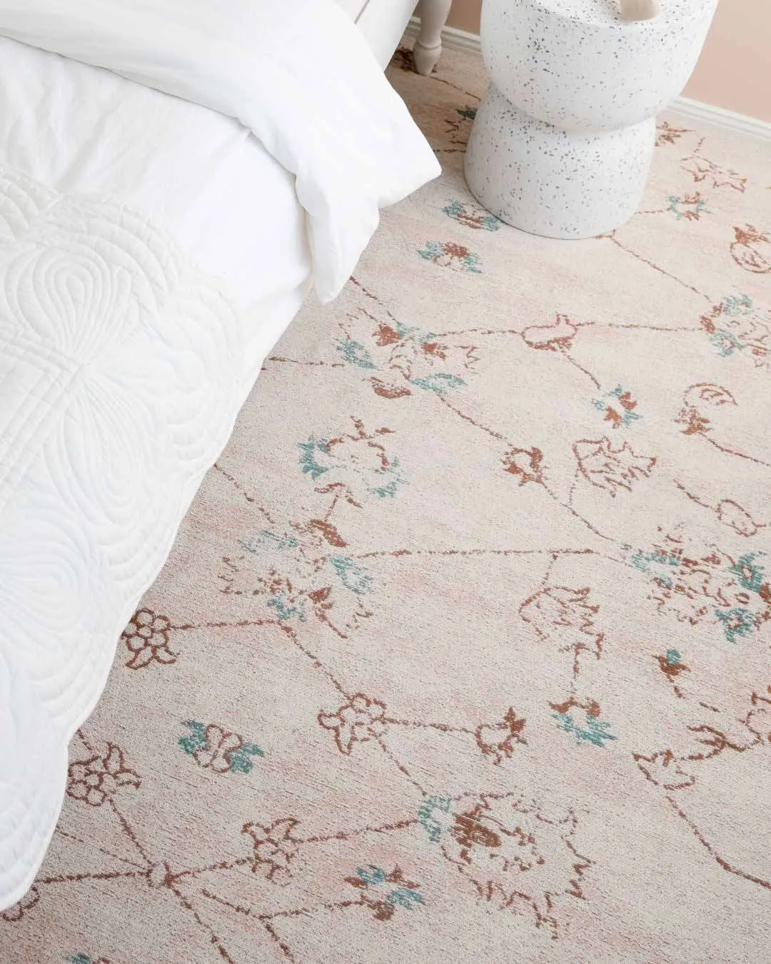 Luna Blue and Pink Floral Rug *NO RETURNS UNLESS FAULTY