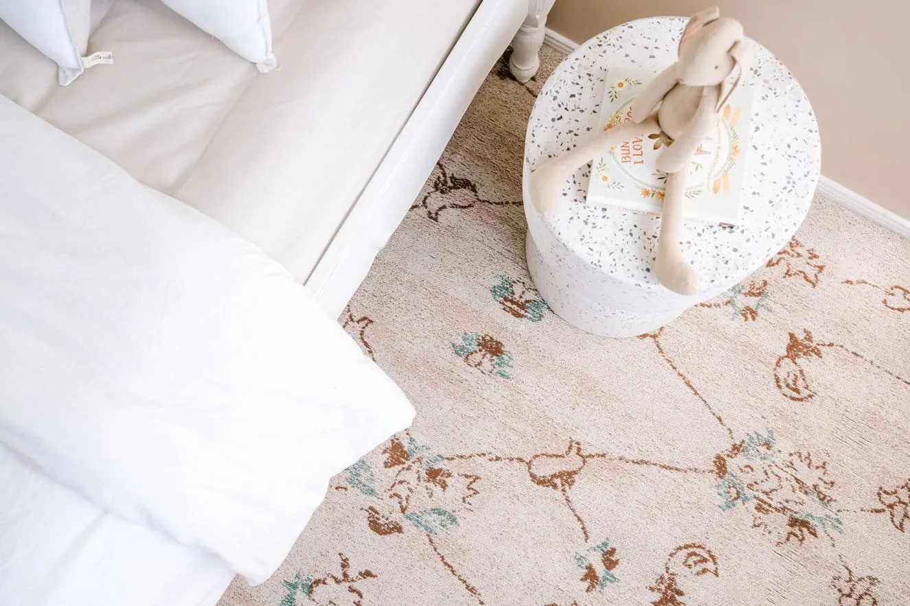 Luna Blue and Pink Floral Rug *NO RETURNS UNLESS FAULTY