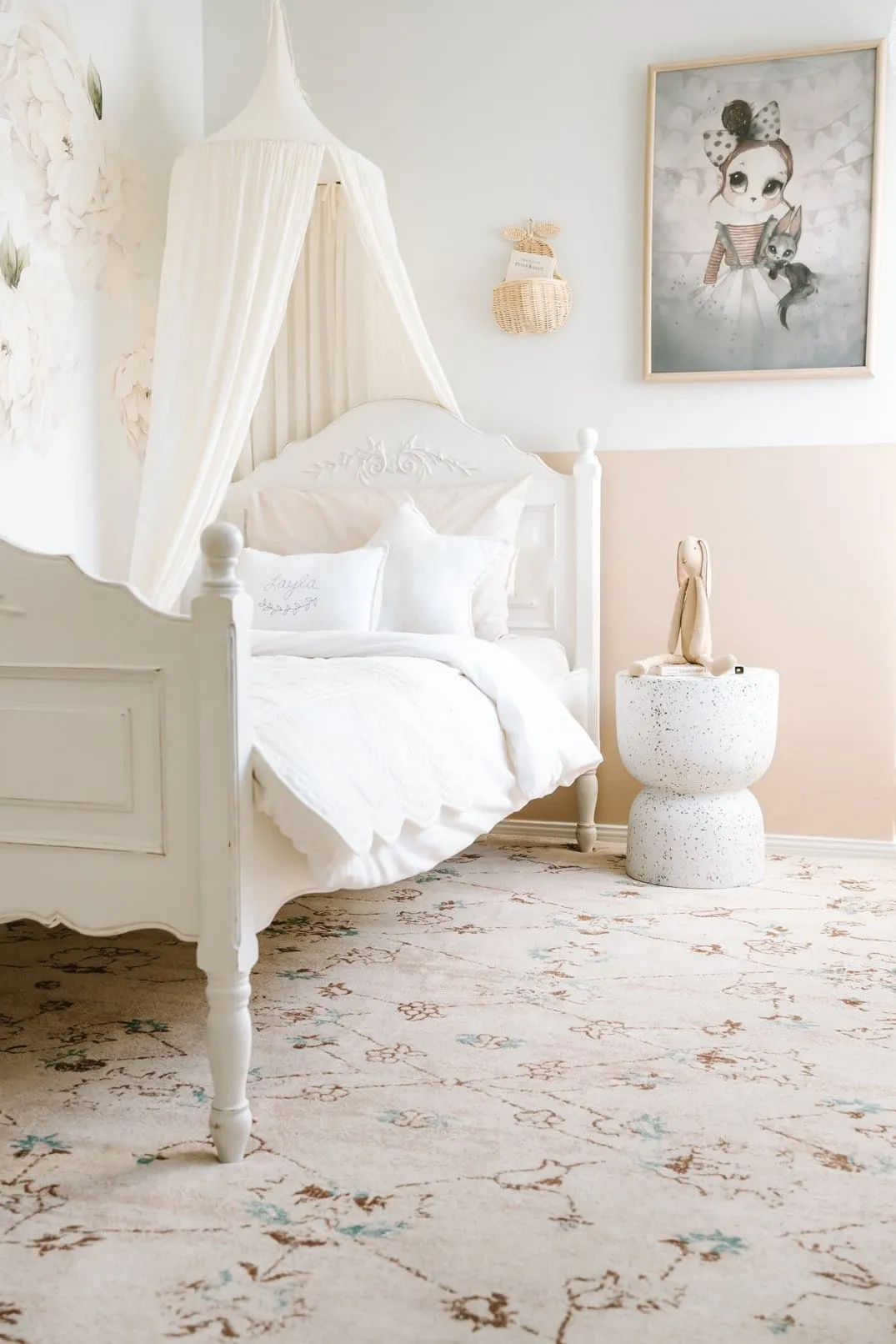 Luna Blue and Pink Floral Rug *NO RETURNS UNLESS FAULTY
