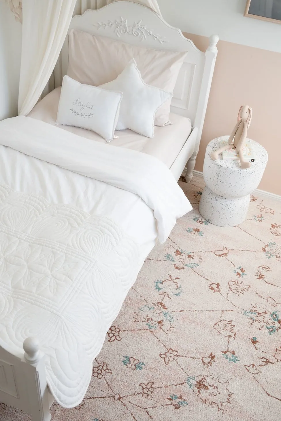 Luna Blue and Pink Floral Rug *NO RETURNS UNLESS FAULTY