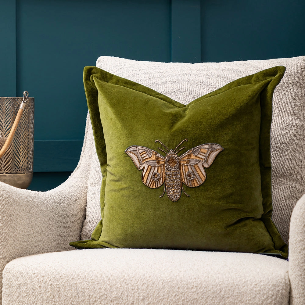 Luna Embroidered Cushion Greenbedding sets ,throw blankets 