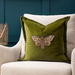 Luna Embroidered Cushion Greenbedding sets ,throw blankets 