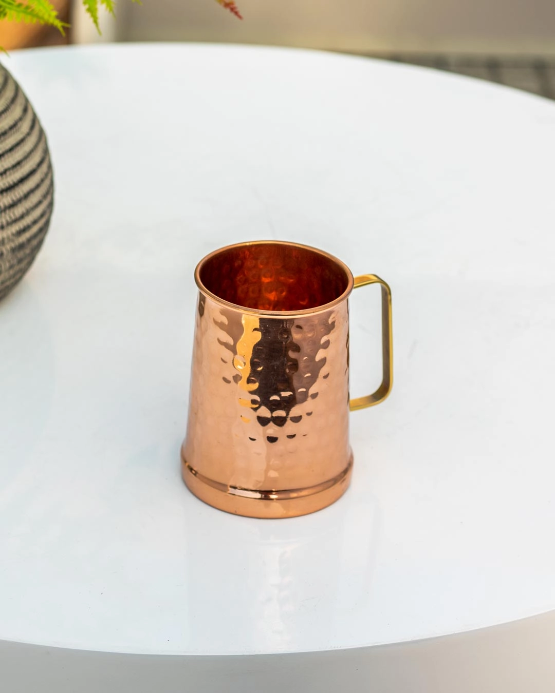Lustrous Copper Hammered Beer Mug - 5"