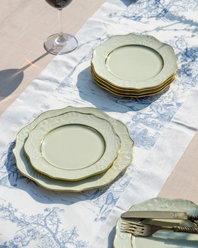 Luxury Floral Embossed Plate - Set Of 7 - Greenmodern kitchen decor ,kitchen dinner set ,dinnerware 