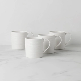 LX Collective White Mugs - Set of 4modern kitchen decor ,kitchen dinner set ,dinnerware 