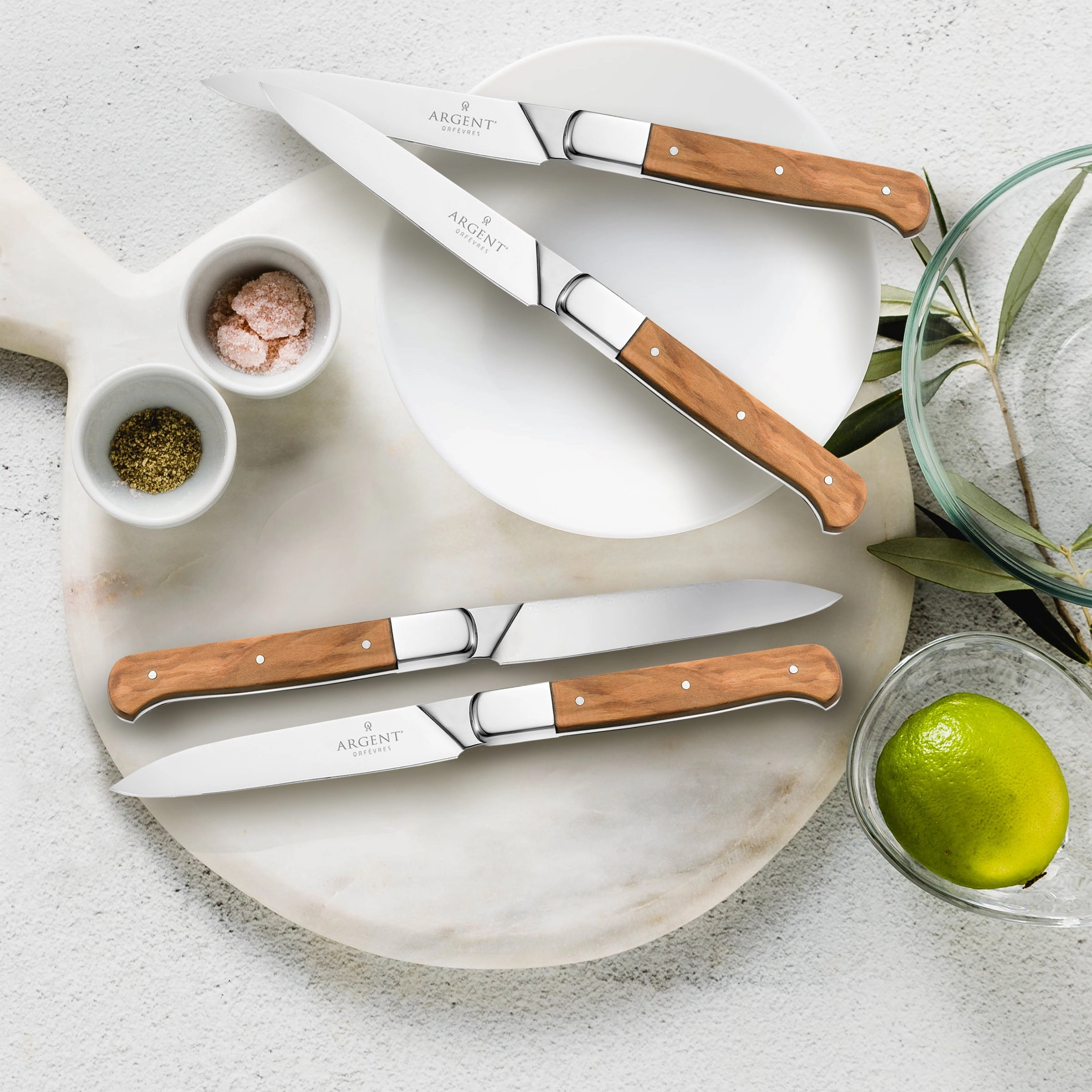Lynden Olive Wood Steak Knives Set of 4