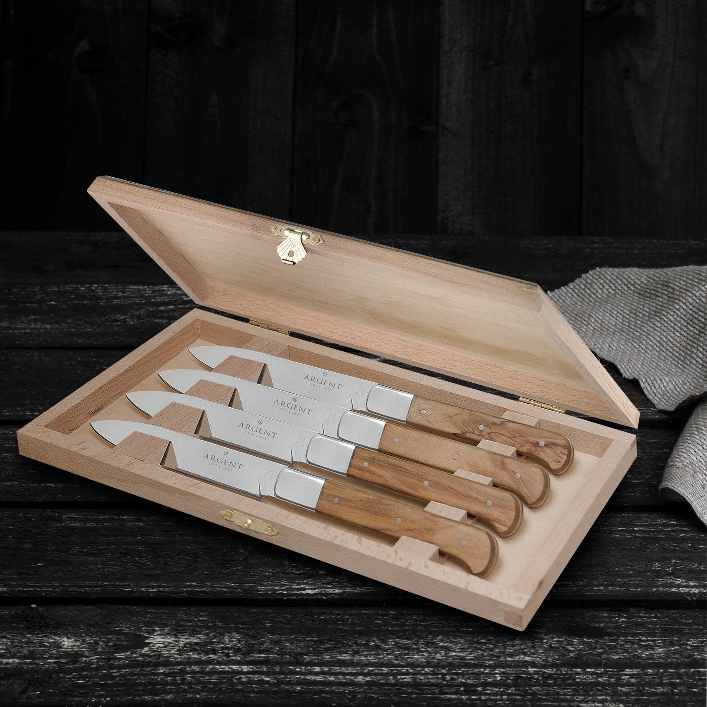 Lynden Olive Wood Steak Knives Set of 4
