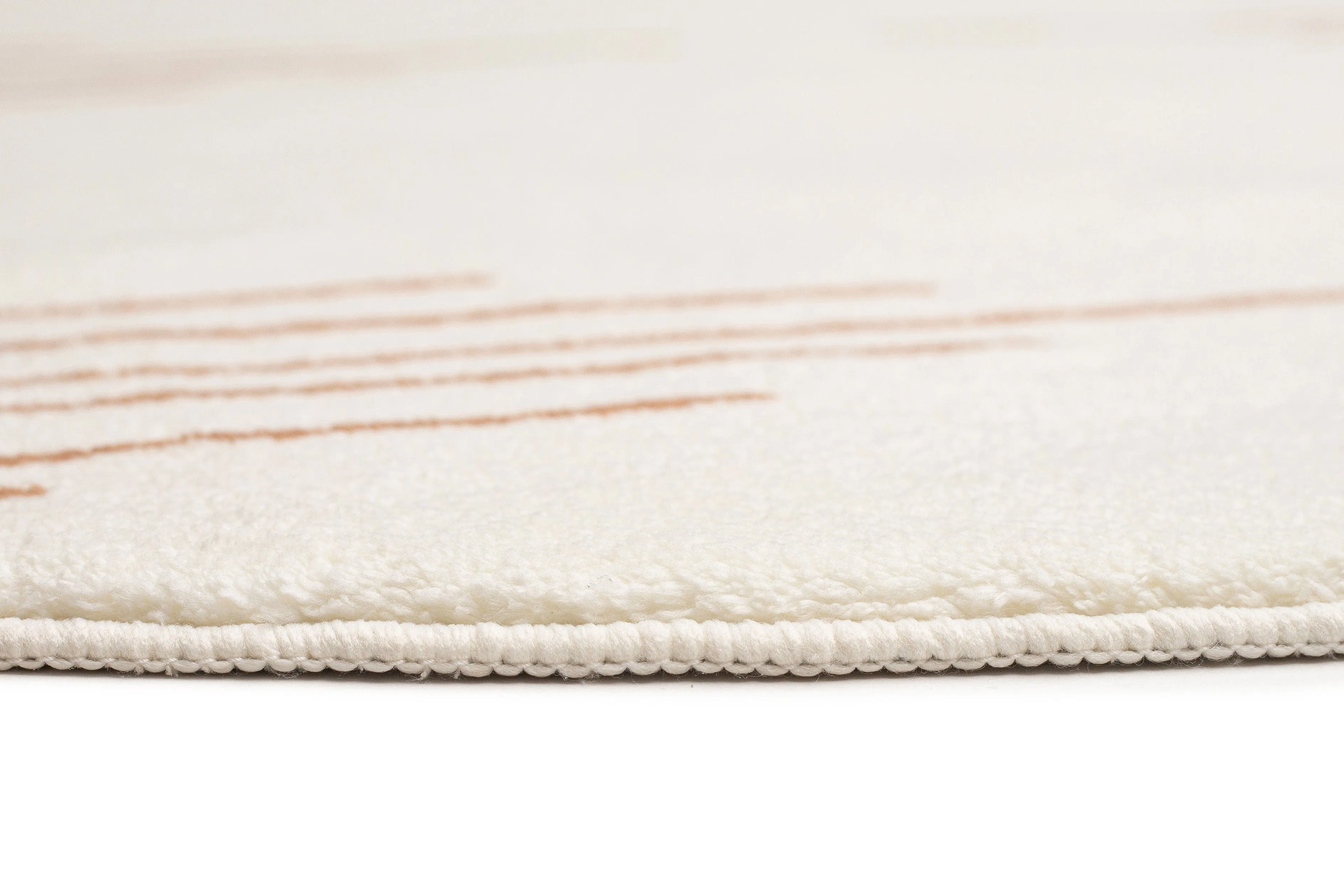 Lyra Ivory and Brown Diamond Stripe Washable Round Rug