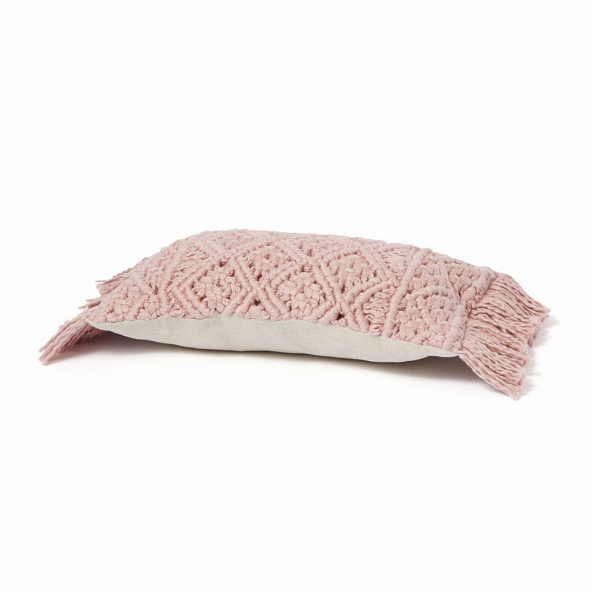 Macrame Cushion Cover 400 x 250 Pink