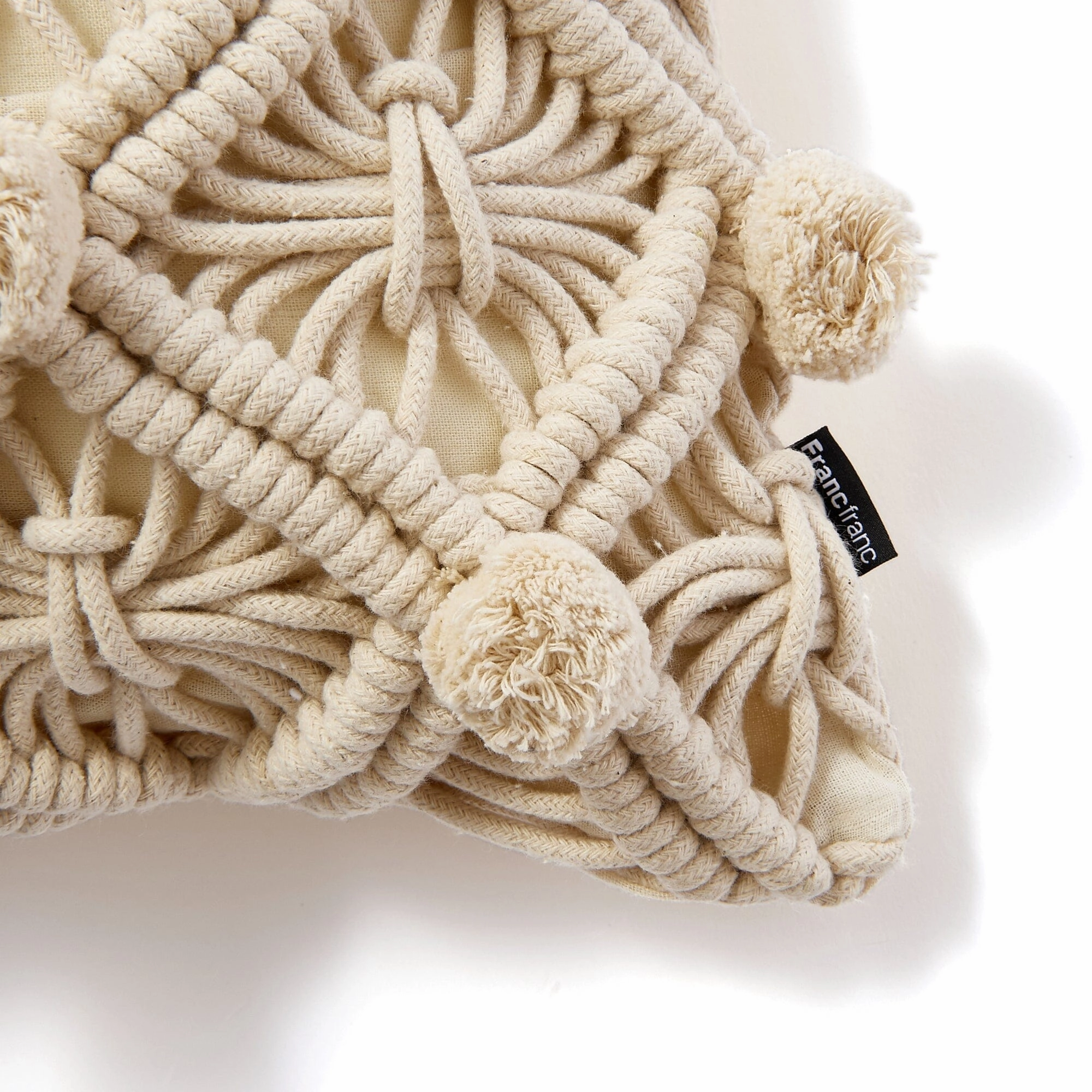 Macrame Pompon Cushion Cover 450 X 450 Natural