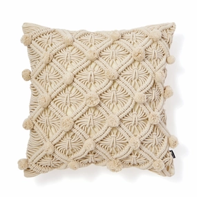 Macrame Pompon Cushion Cover 450 X 450 Naturalbedding sets ,throw blankets 
