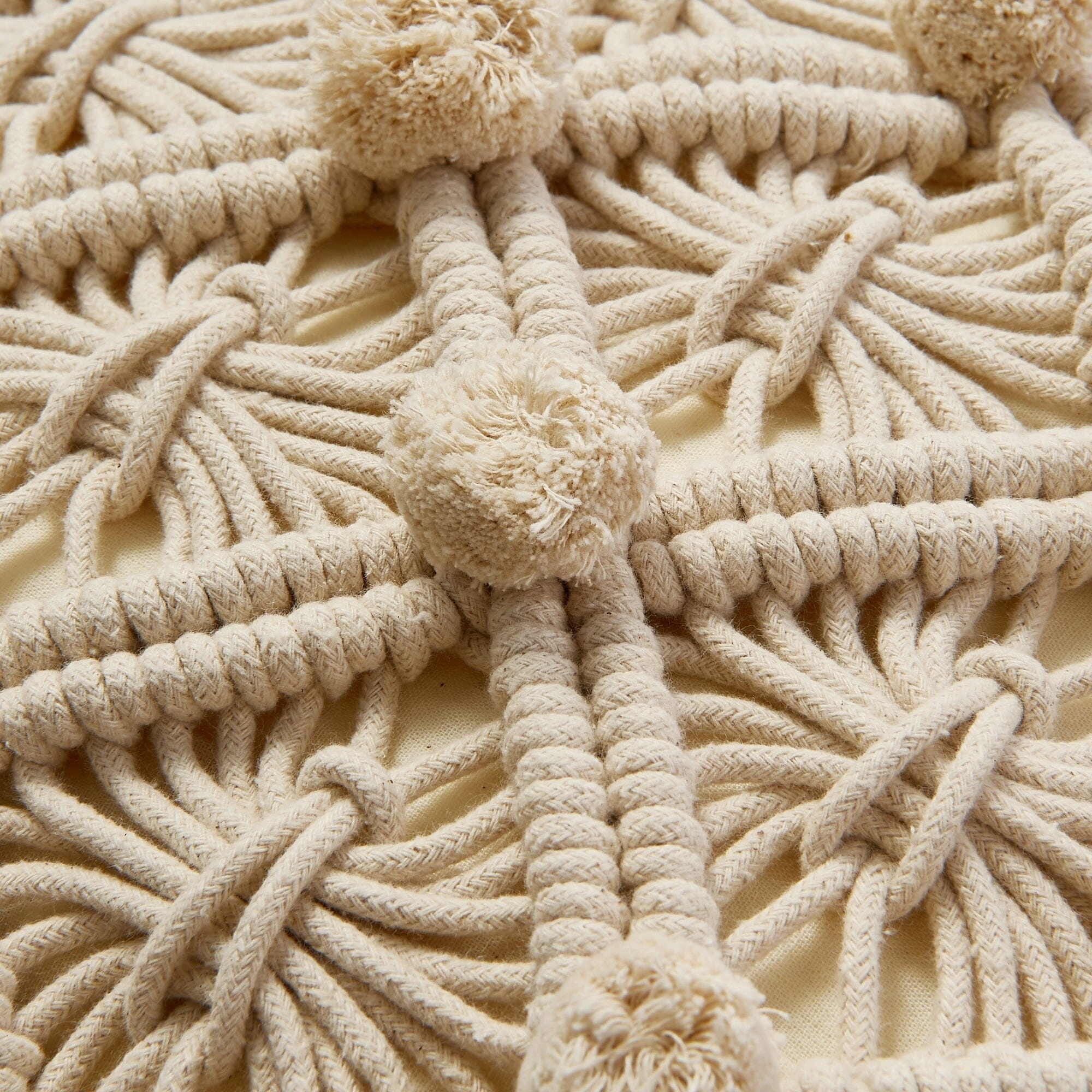 Macrame Pompon Cushion Cover 450 X 450 Natural