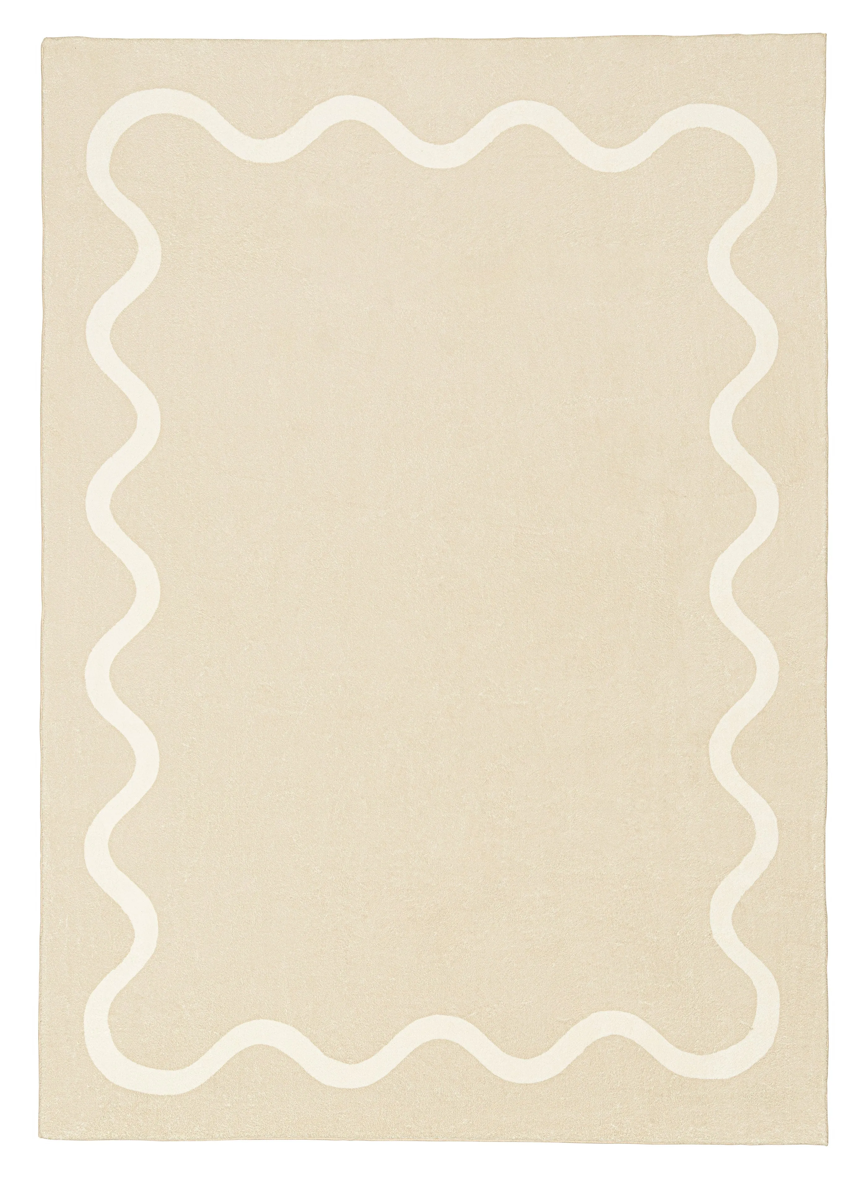 Mahali Beige Ivory Wiggle Bordered Washable Rugmodern color block patchwork rug