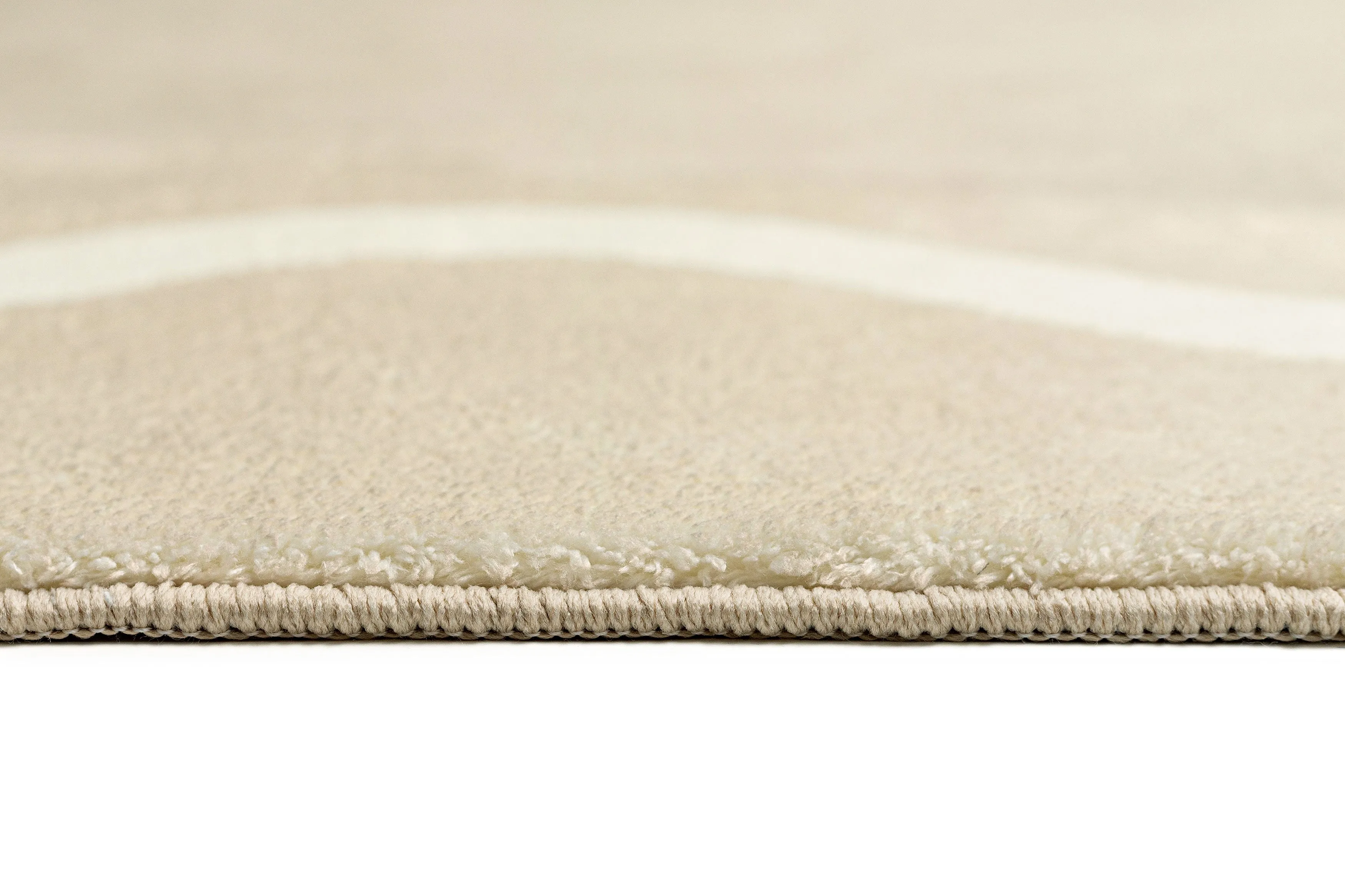Mahali Beige Ivory Wiggle Bordered Washable Rug