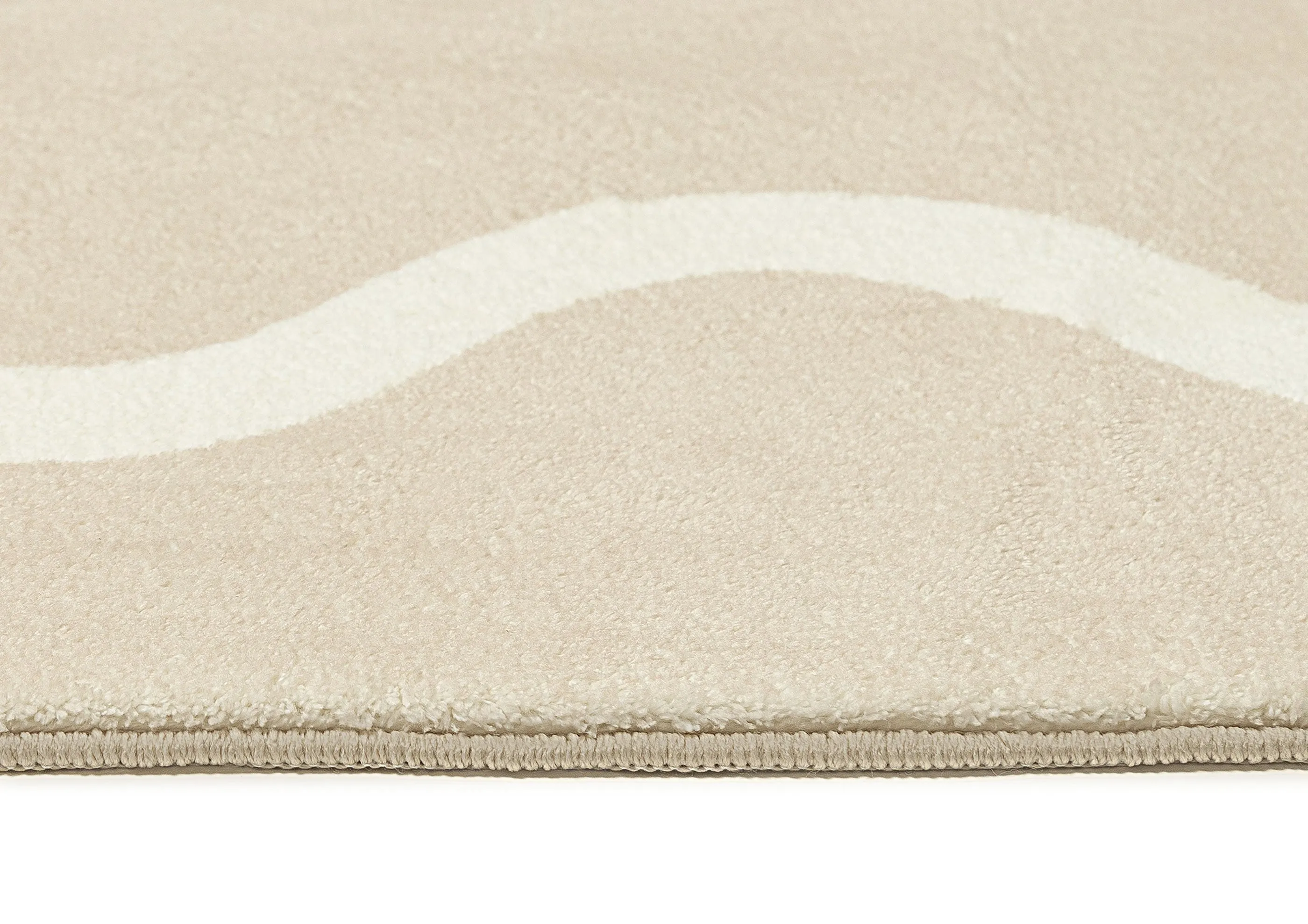 Mahali Beige Ivory Wiggle Bordered Washable Rug