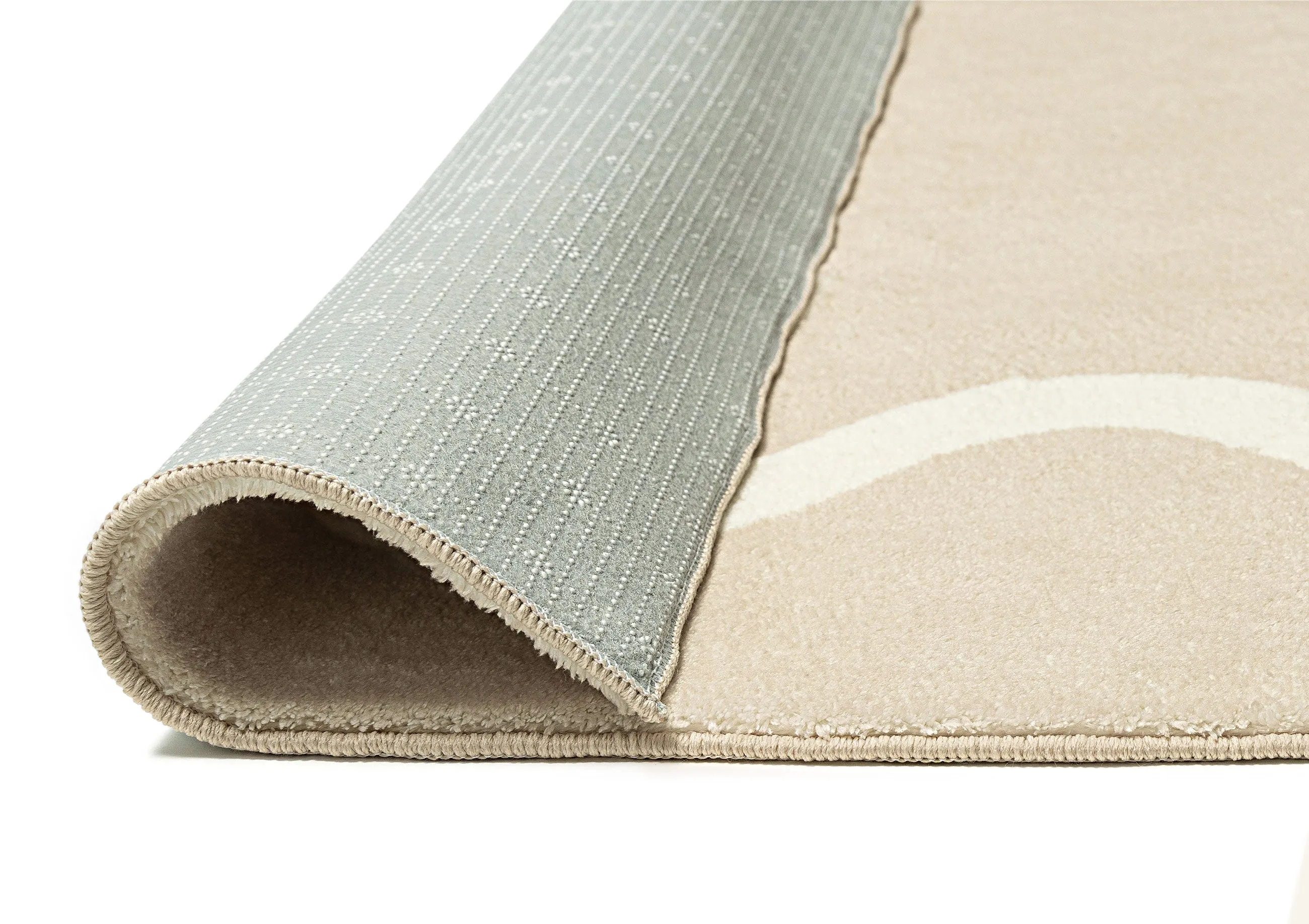 Mahali Beige Ivory Wiggle Bordered Washable Rug