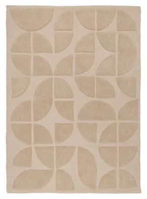 Mai Beige Geometric Washable Wool Rugmodern color block patchwork rug