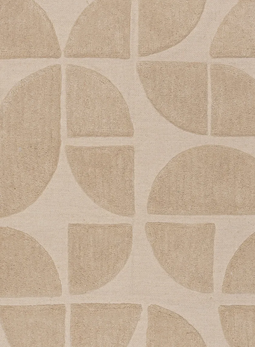 Mai Beige Geometric Washable Wool Rug