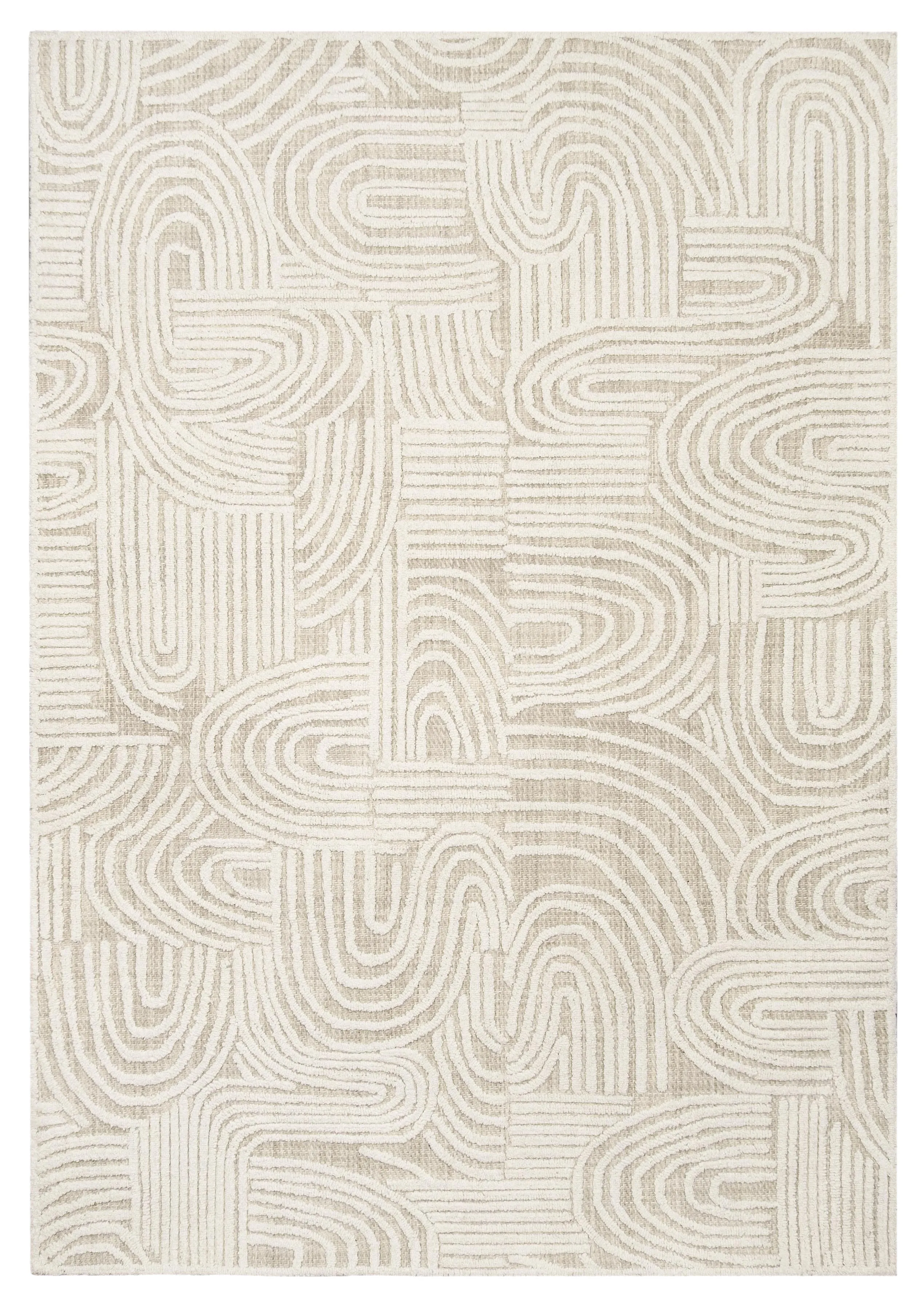 Maisie Cream and Ivory Textured Tribal Rugmodern color block patchwork rug
