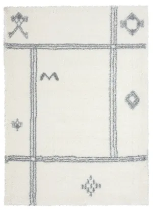 Makara Ivory And Grey Tribal Shag Rug *NO RETURNS UNLESS FAULTYmodern color block patchwork rug