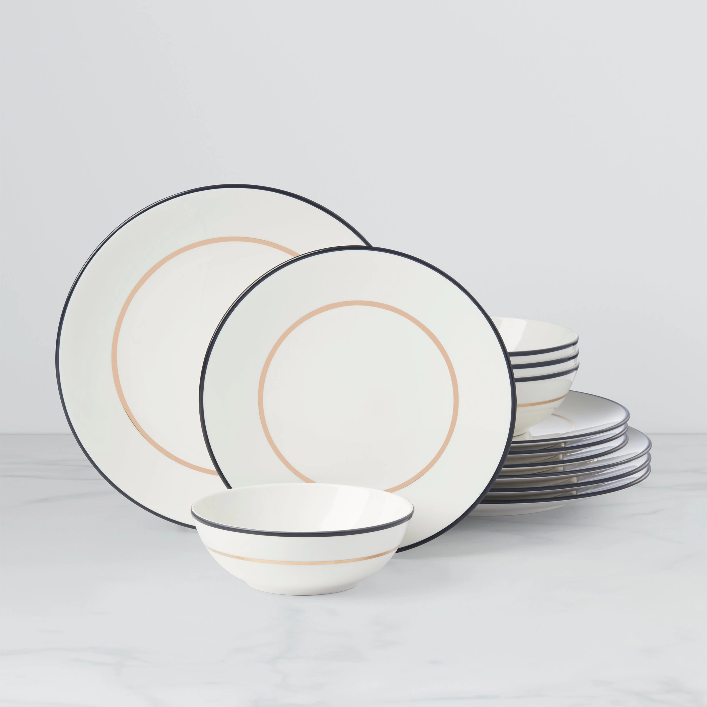 Make It Pop 12-Piece Dinnerware Set - Black/Goldmodern kitchen decor ,kitchen dinner set ,dinnerware 