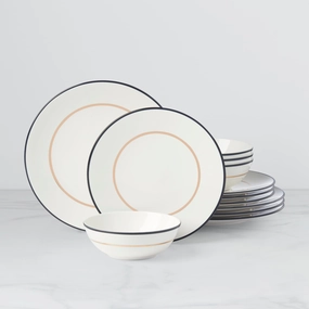 Make It Pop 12-Piece Dinnerware Set - Black/Goldmodern kitchen decor ,kitchen dinner set ,dinnerware 