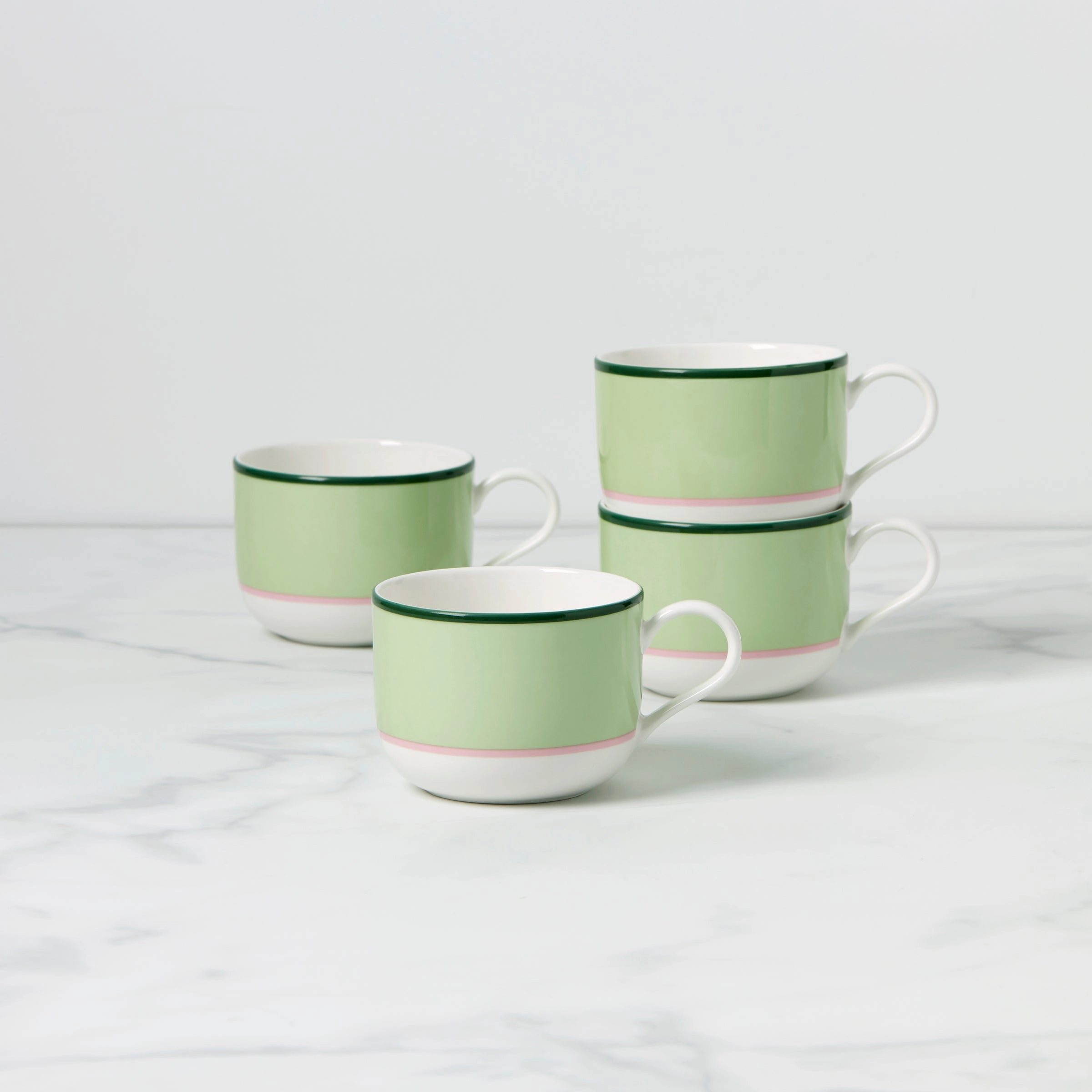 Make It Pop Mugs - Set of 4 - Green/Pinkglass cups ,personalized mugs 