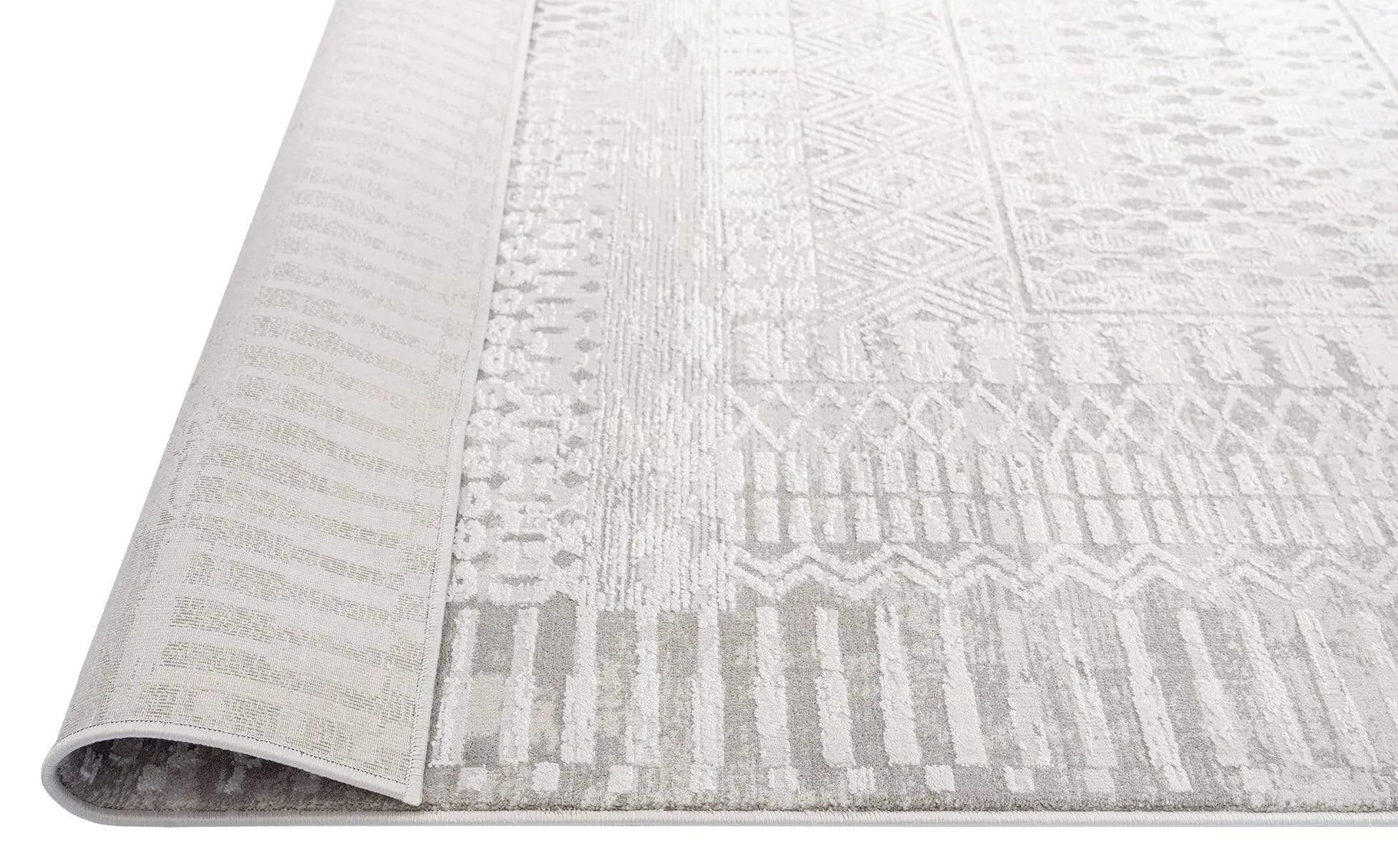 Makeda Ivory and Grey Distressed Tribal Rug *NO RETURNS UNLESS FAULTY